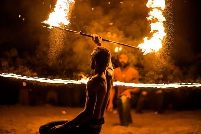 Fire show performance during Dubai desert safari night experience