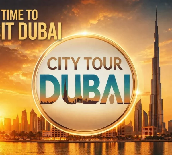 Dubai skyline at sunset with Burj Khalifa highlighting the best time to visit Dubai from November to March