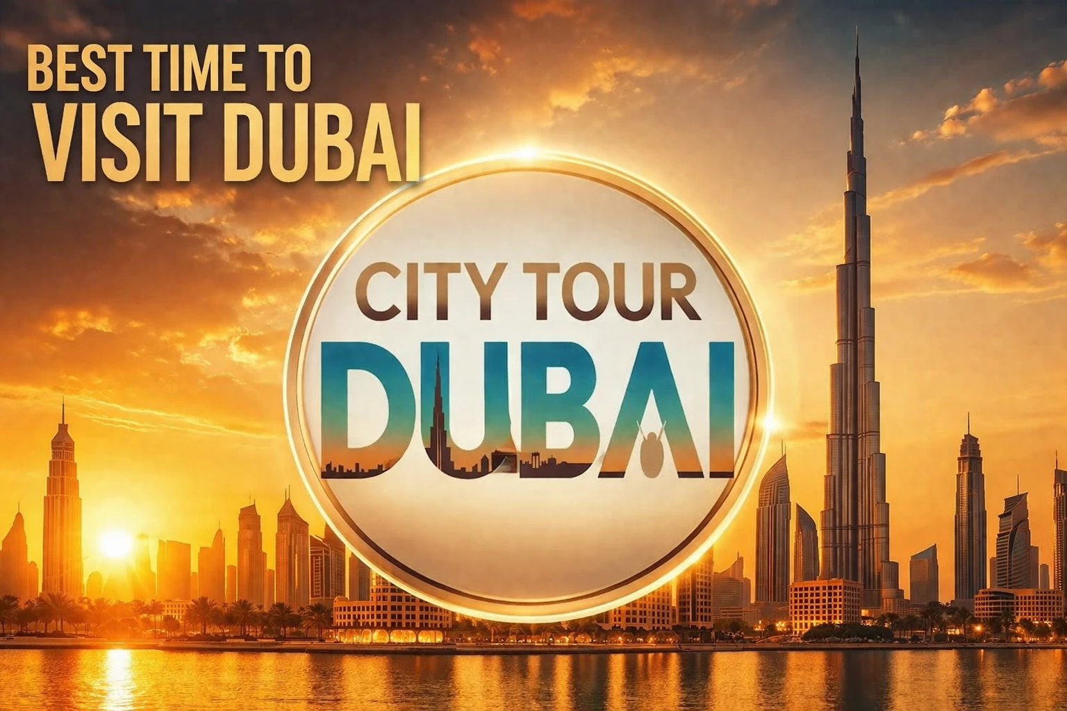 Dubai skyline at sunset with Burj Khalifa highlighting the best time to visit Dubai from November to March